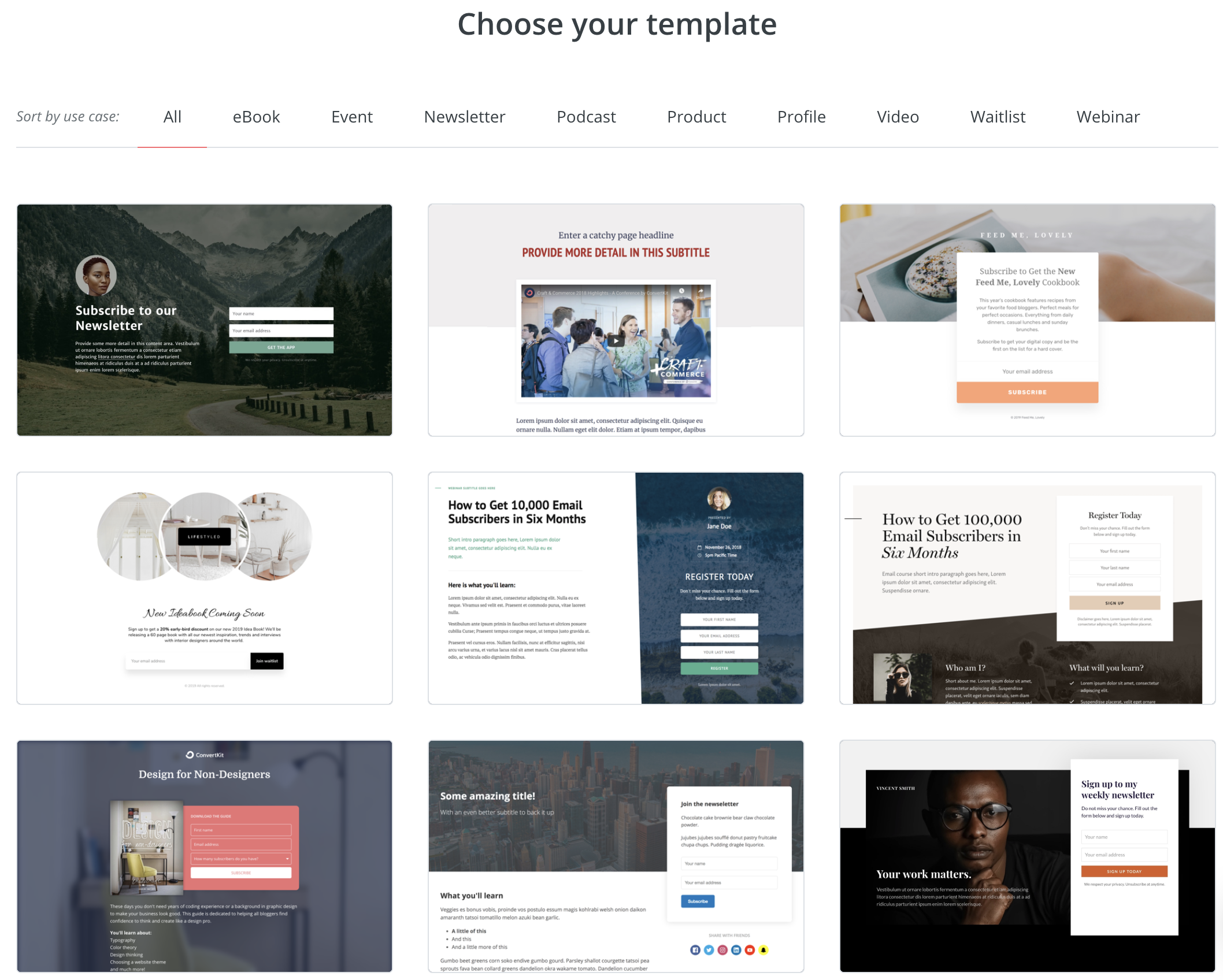 convertkit landing pages